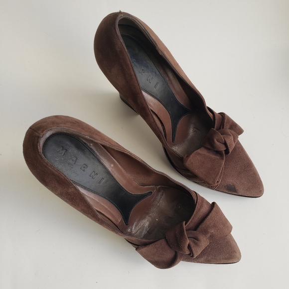 Marni | Suede Heels with Bow Detail - Picture 4 of 11